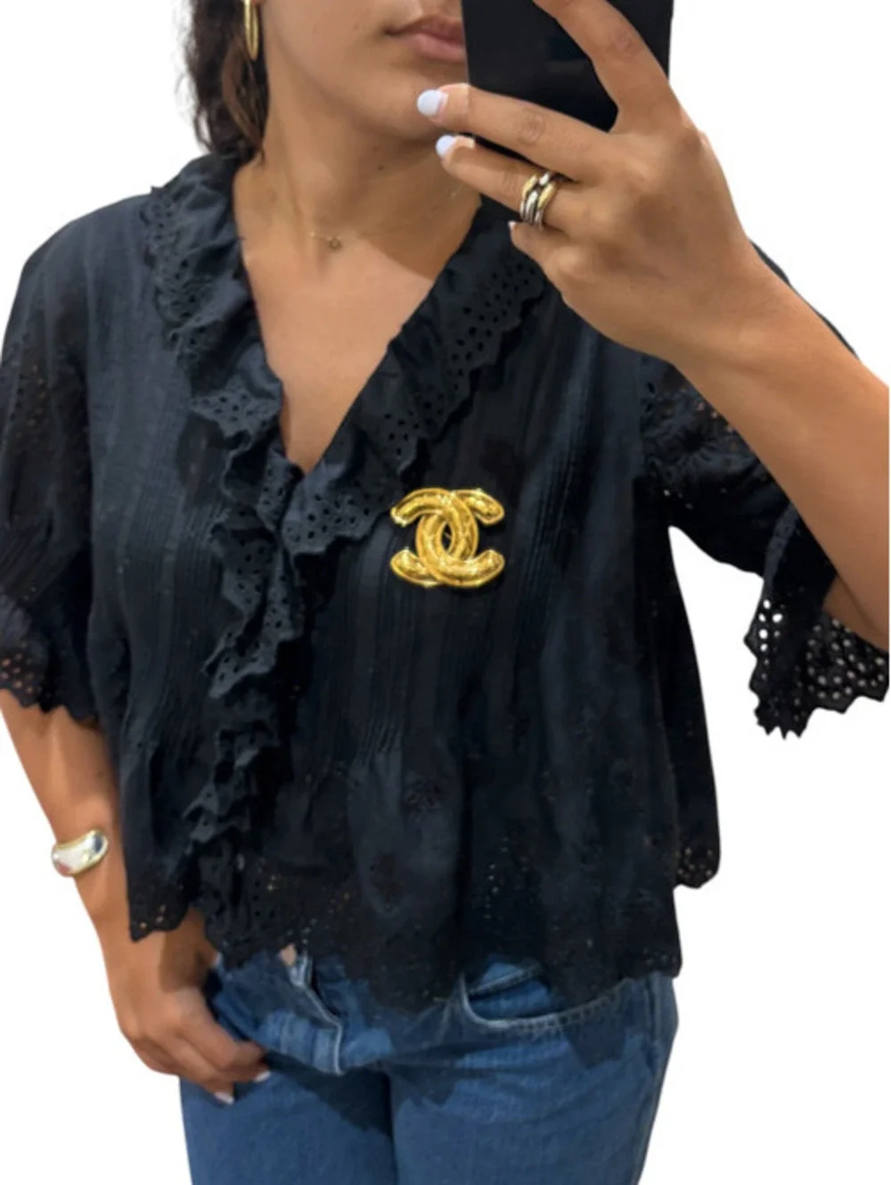 Chanel Vintage CC Gold-Plated Brooch